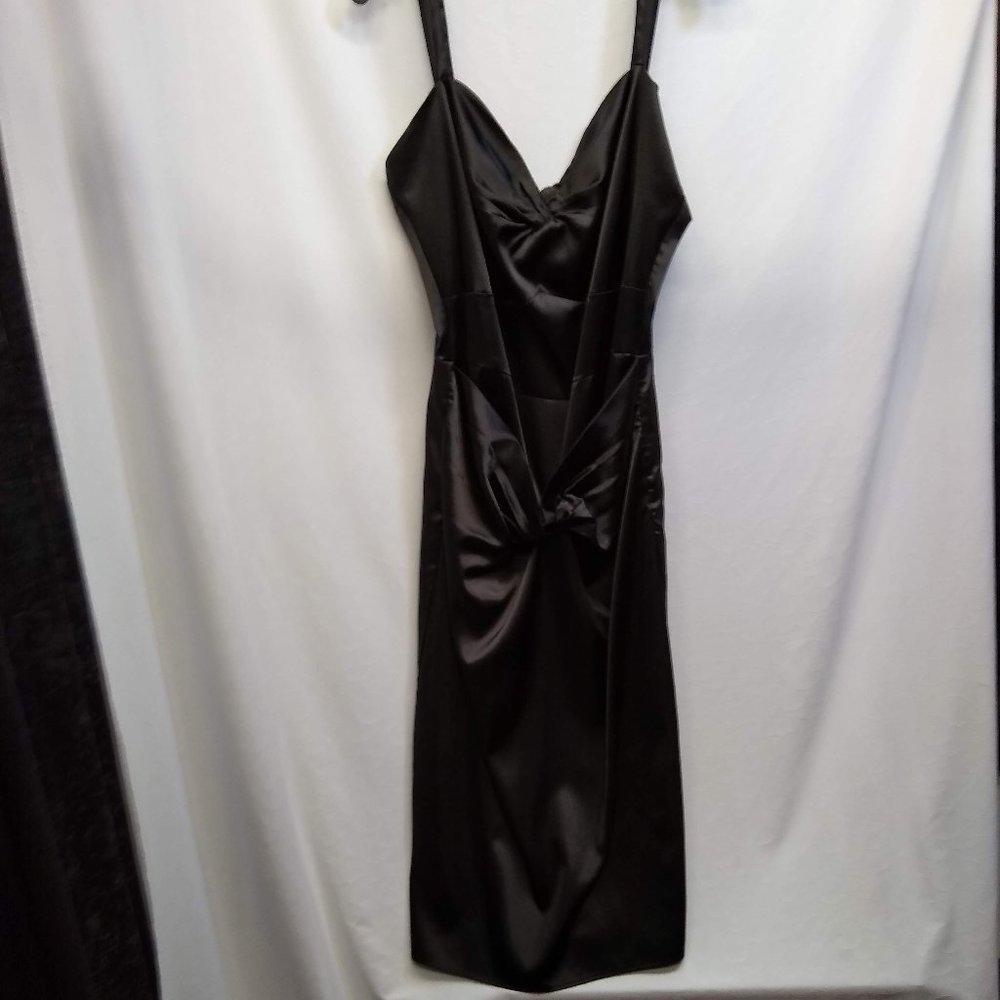 Stop staring black satin plus size dress